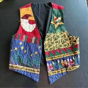 Festive Patchwork Vest with Santa and Star Design